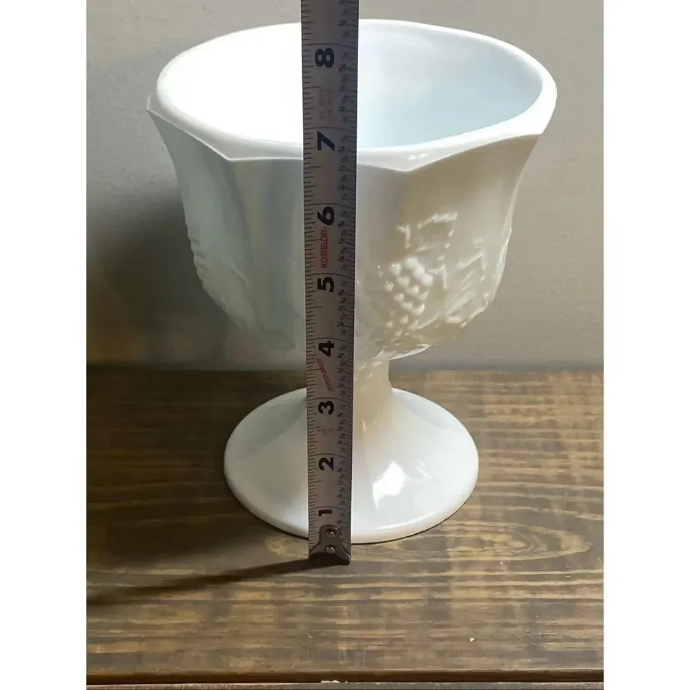 Indiana Glass Colony Harvest Grape Milk Glass Pedestal Footed Planter Compote